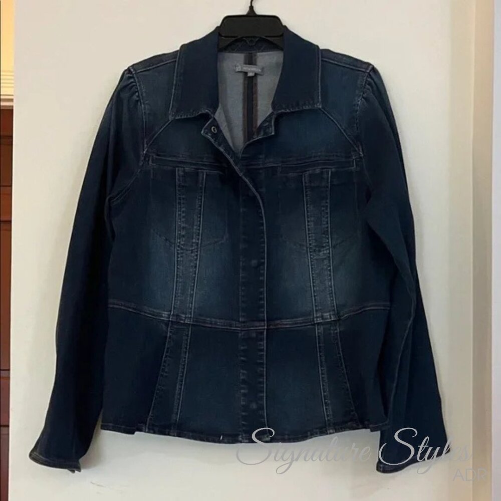 Wit & Wisdom Dark Blue Peplum Denim Jacket – Size XL